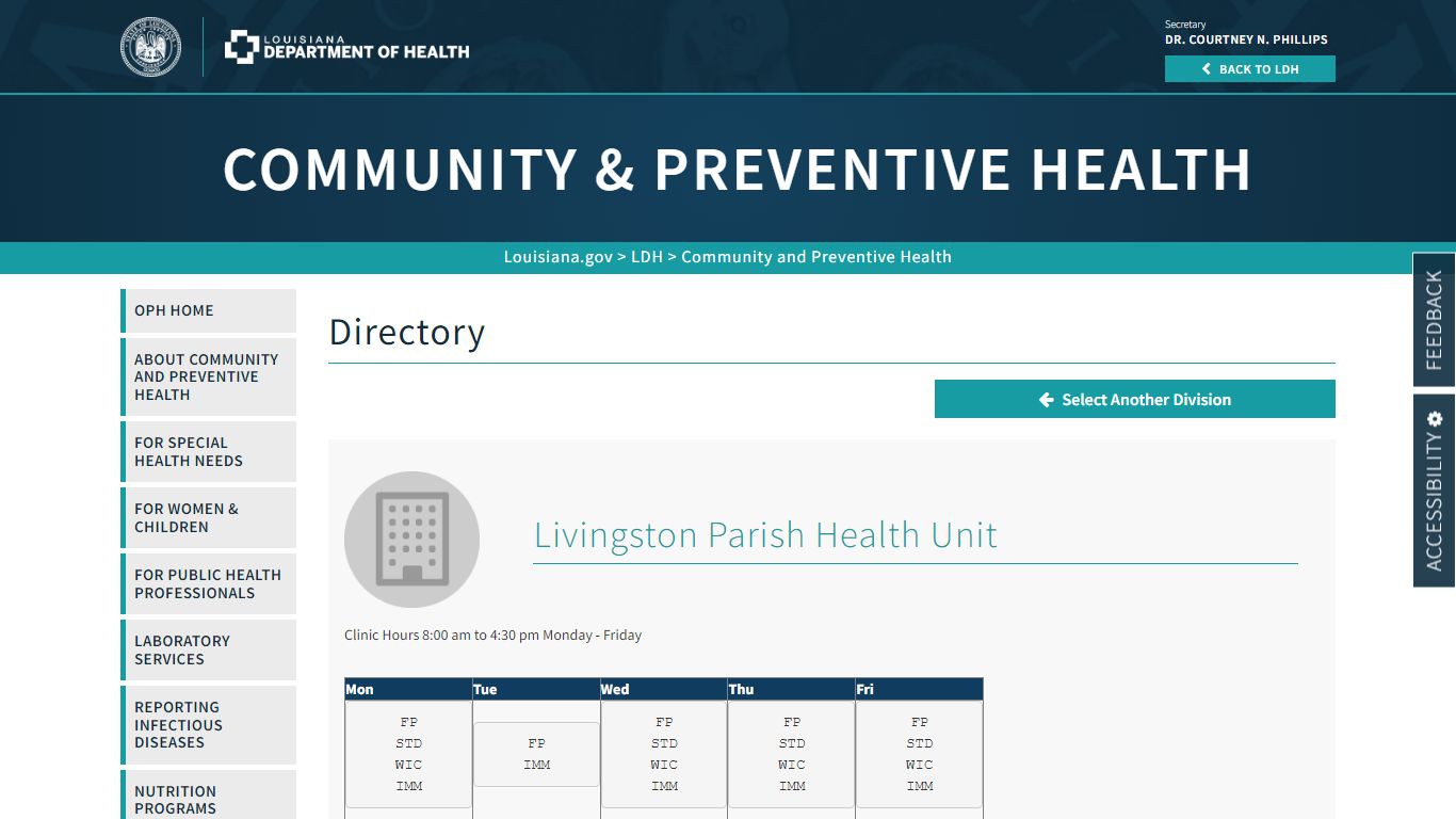 Livingston Parish Health Unit | La Dept. of Health