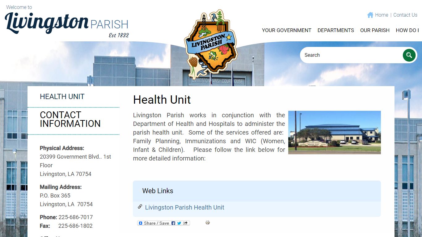 Health Unit | Livingston Parish Louisiana