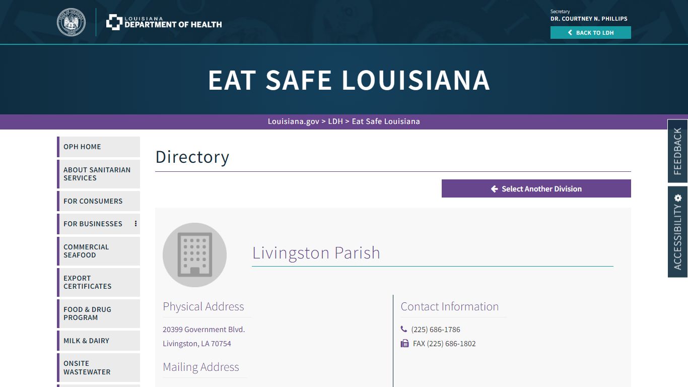 Livingston Parish | La Dept. of Health - Louisiana Department of Health